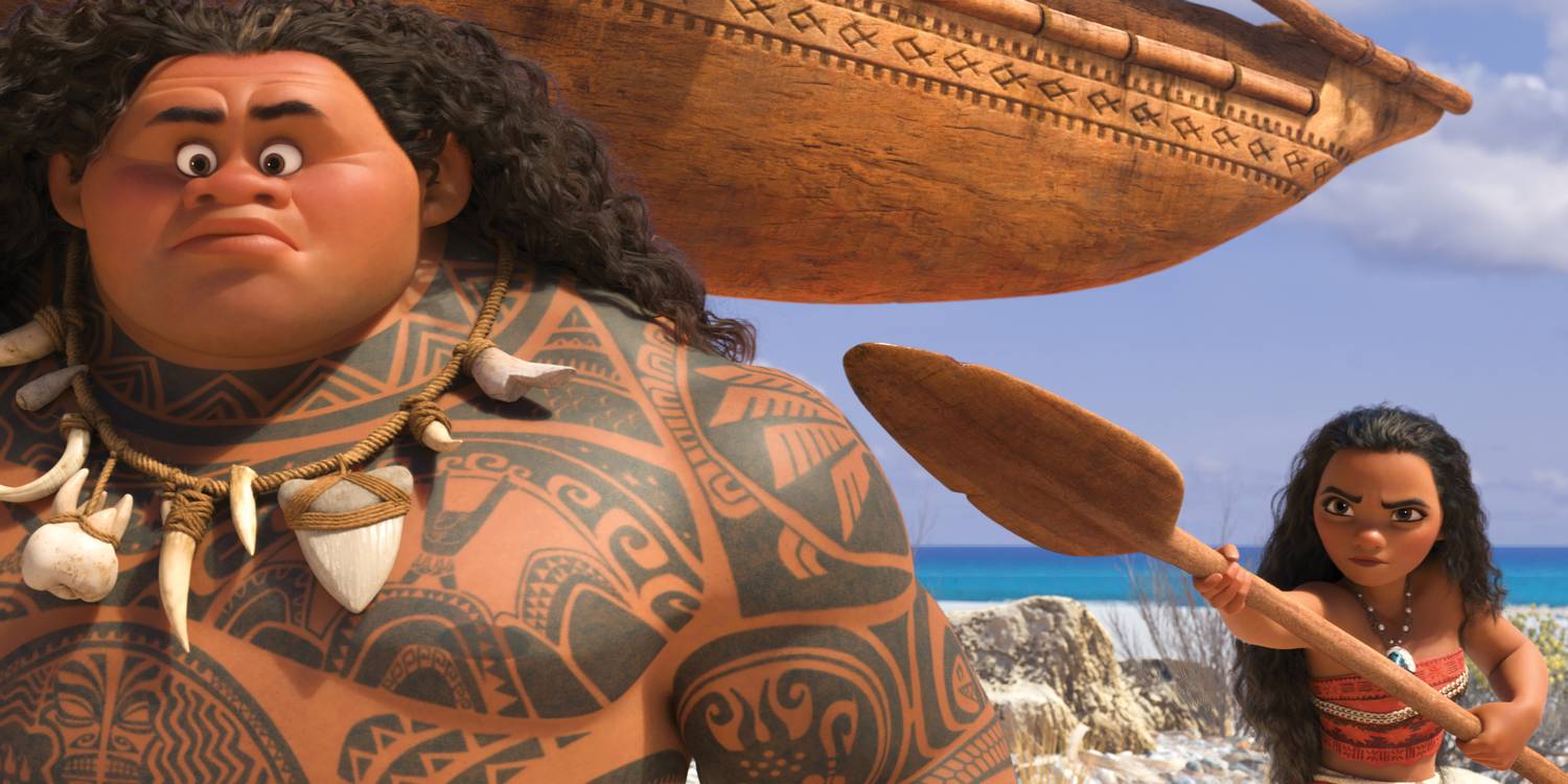 Vaiana (Auli'i Cravalho) møter Maui (Dwayne Johnson).